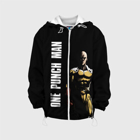 Детская куртка 3D с принтом One Punch Man в городе Новоалтайск, 100% полиэстер | застежка — молния, подол и капюшон оформлены резинкой с фиксаторами, по бокам — два кармана без застежек, один потайной карман на груди, плотность верхнего слоя — 90 г/м2; плотность флисового подклада — 260 г/м2 | one punch man | saitama | ванпанчмен | герои | люди | персонажи | сайтама