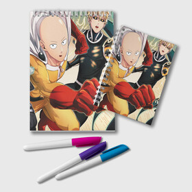 Блокнот с принтом One Punch Man в городе Новоалтайск, 100% бумага | 48 листов, плотность листов — 60 г/м2, плотность картонной обложки — 250 г/м2. Листы скреплены удобной пружинной спиралью. Цвет линий — светло-серый
 | one punch man | saitama | ванпанчмен | герои | люди | персонажи | сайтама