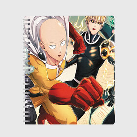 Тетрадь с принтом One Punch Man в городе Новоалтайск, 100% бумага | 48 листов, плотность листов — 60 г/м2, плотность картонной обложки — 250 г/м2. Листы скреплены сбоку удобной пружинной спиралью. Уголки страниц и обложки скругленные. Цвет линий — светло-серый
 | one punch man | saitama | ванпанчмен | герои | люди | персонажи | сайтама