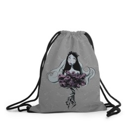 Рюкзак-мешок 3D с принтом Emilys Bouquet в городе Новоалтайск, 100% полиэстер | плотность ткани — 200 г/м2, размер — 35 х 45 см; лямки — толстые шнурки, застежка на шнуровке, без карманов и подкладки | corpse bride | emily | scraps | tim burtons | vdgerir | victor van dort | wedding | wine of ages | zombie | свадебный букет | тим бертон | труп невесты