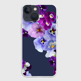 Чехол для iPhone 13 mini с принтом Анютки в городе Новоалтайск,  |  | flowers | анютиныглазки | анютки | бабочки | букет | бутоны | глазки | девушке | женщинам | лепестки | летний | лето | листья | любимая | любовь | март | многоцветов | нежный | природа | растения | сад