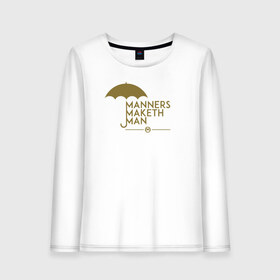 Женский лонгслив хлопок с принтом Manners maketh man в городе Новоалтайск, 100% хлопок |  | Тематика изображения на принте: kingsman | manners maketh man | кингсман