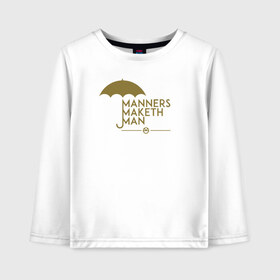 Детский лонгслив хлопок с принтом Manners maketh man в городе Новоалтайск, 100% хлопок | круглый вырез горловины, полуприлегающий силуэт, длина до линии бедер | Тематика изображения на принте: kingsman | manners maketh man | кингсман