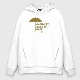 Мужское худи Oversize хлопок с принтом Manners maketh man в городе Новоалтайск, френч-терри — 70% хлопок, 30% полиэстер. Мягкий теплый начес внутри —100% хлопок | боковые карманы, эластичные манжеты и нижняя кромка, капюшон на магнитной кнопке | Тематика изображения на принте: kingsman | manners maketh man | кингсман