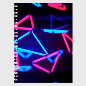 Тетрадь с принтом ABSTRACTION NEON в городе Новоалтайск, 100% бумага | 48 листов, плотность листов — 60 г/м2, плотность картонной обложки — 250 г/м2. Листы скреплены сбоку удобной пружинной спиралью. Уголки страниц и обложки скругленные. Цвет линий — светло-серый
 | Тематика изображения на принте: abstraction | geometry | optic | optical | pattern | visual | абстракция | геометрия | линии | оптические | оптический узор | полосы | психоделика | разводы | текстуры | узор | узоры | фрактал