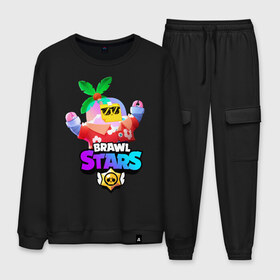 Мужской костюм хлопок с принтом BRAWL STARS TROPICAL SPROUT в городе Новоалтайск, 100% хлопок | на свитшоте круглая горловина, мягкая резинка по низу. Брюки заужены к низу, на них два вида карманов: два “обычных” по бокам и два объемных, с клапанами, расположенные ниже линии бедра. Брюки с мягкой трикотажной резинкой на поясе и по низу штанин. В поясе для дополнительного комфорта — широкие завязки | brawl stars | crow | gale | leon | leon shark | max | mr.p | sally leon | shark | sprout | tara | tropical sprout | virus 8 bit | werewolf leon | акула | берли | бравл старс | ворон | макс | оборотень