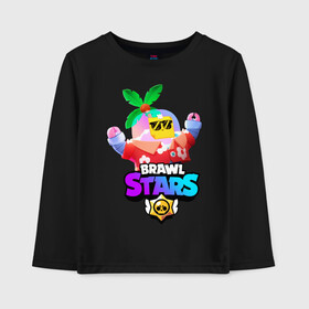 Детский лонгслив хлопок с принтом BRAWL STARS TROPICAL SPROUT в городе Новоалтайск, 100% хлопок | круглый вырез горловины, полуприлегающий силуэт, длина до линии бедер | brawl stars | crow | gale | leon | leon shark | max | mr.p | sally leon | shark | sprout | tara | tropical sprout | virus 8 bit | werewolf leon | акула | берли | бравл старс | ворон | макс | оборотень
