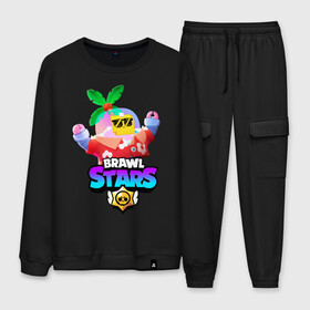 Мужской костюм хлопок с принтом BRAWL STARS TROPICAL SPROUT в городе Новоалтайск, 100% хлопок | на свитшоте круглая горловина, мягкая резинка по низу. Брюки заужены к низу, на них два вида карманов: два “обычных” по бокам и два объемных, с клапанами, расположенные ниже линии бедра. Брюки с мягкой трикотажной резинкой на поясе и по низу штанин. В поясе для дополнительного комфорта — широкие завязки | brawl stars | crow | gale | leon | leon shark | max | mr.p | sally leon | shark | sprout | tara | tropical sprout | virus 8 bit | werewolf leon | акула | берли | бравл старс | ворон | макс | оборотень