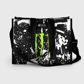 Сумка-шоппер 3D с принтом MONSTER ENERGY в городе Новоалтайск, 100% полиэстер | застегивается на металлическую кнопку; внутренний карман застегивается на молнию. Стенки укреплены специальным мягким материалом, чтобы защитить содержимое от несильных ударов
 | black monster | bmx | claw | cybersport | energy | monster | monster energy | moto | motocross | race | sport | киберспорт | когти | монстер энерджи | монстр | мото | мотокросс | ралли | скейтбординг | спорт | энергия