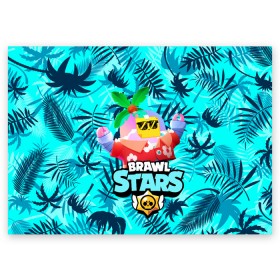 Поздравительная открытка с принтом BRAWL STARS TROPICAL SPROUT. в городе Новоалтайск, 100% бумага | плотность бумаги 280 г/м2, матовая, на обратной стороне линовка и место для марки
 | brawl stars | crow | gale | leon | leon shark | max | mr.p | sally leon | shark | sprout | tara | tropical sprout | virus 8 bit | werewolf leon | акула | берли | бравл старс | ворон | макс | оборотень