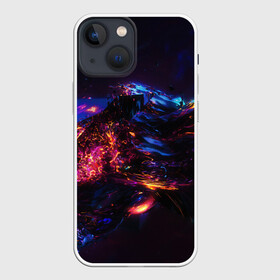 Чехол для iPhone 13 mini с принтом ФРАКТАЛЬНЫЙ НЕОН в городе Новоалтайск,  |  | abstraction | geometry | optic | optical | pattern | visual | абстракция | геометрия | линии | оптические | оптический узор | полосы | психоделика | разводы | текстуры | узор | узоры | фрактал