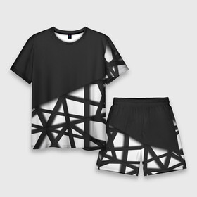 Мужской костюм с шортами 3D с принтом BLACK GEOMETRY в городе Новоалтайск,  |  | abstraction | geometry | optic | optical | pattern | visual | абстракция | геометрия | линии | оптические | оптический узор | полосы | психоделика | разводы | текстуры | узор | узоры | фрактал