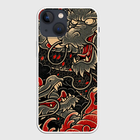 Чехол для iPhone 13 mini с принтом Dsquared tatoo DRAGON в городе Новоалтайск,  |  | disquared tatoo | disquared тату | dragon | japan | восток | дракон | знак | иероглифы | китай | надписи | символ | тату | татуировки | япония