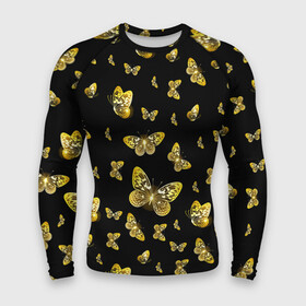 Мужской рашгард 3D с принтом Golden Butterfly pattern в городе Новоалтайск,  |  | black | pattern | summer | wings | ангел | бабочка | бабочки | блестки | блестящий | девушке | желтые | животные | звери | золото | золотые | крылья | летать | летний | лето | мотылек | насекомое | ночные | паттерн