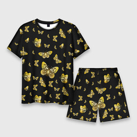 Мужской костюм с шортами 3D с принтом Golden Butterfly pattern в городе Новоалтайск,  |  | black | pattern | summer | wings | ангел | бабочка | бабочки | блестки | блестящий | девушке | желтые | животные | звери | золото | золотые | крылья | летать | летний | лето | мотылек | насекомое | ночные | паттерн