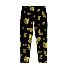 Детские леггинсы 3D с принтом Golden Butterfly pattern в городе Новоалтайск, полиэстер 85%, спандекс 15% | эластичный пояс, зауженный крой | black | pattern | summer | wings | ангел | бабочка | бабочки | блестки | блестящий | девушке | желтые | животные | звери | золото | золотые | крылья | летать | летний | лето | мотылек | насекомое | ночные | паттерн