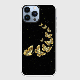 Чехол для iPhone 13 Pro Max с принтом Golden Butterfly in Space в городе Новоалтайск,  |  | Тематика изображения на принте: black | summer | wings | ангел | бабочка | бабочки | блестки | блестящий | девушке | желтые | животные | звезды | звери | золото | золотые | космос | крылья | летать | летний | лето | мотылек | насекомое | ночные