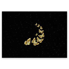 Поздравительная открытка с принтом Golden Butterfly in Space в городе Новоалтайск, 100% бумага | плотность бумаги 280 г/м2, матовая, на обратной стороне линовка и место для марки
 | Тематика изображения на принте: black | summer | wings | ангел | бабочка | бабочки | блестки | блестящий | девушке | желтые | животные | звезды | звери | золото | золотые | космос | крылья | летать | летний | лето | мотылек | насекомое | ночные