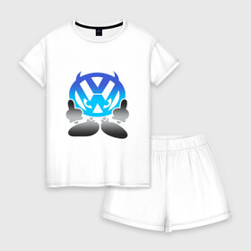 Женская пижама с шортиками хлопок с принтом Volkswagen (Z) в городе Новоалтайск, 100% хлопок | футболка прямого кроя, шорты свободные с широкой мягкой резинкой | amarok | arteon | bora | caravelle | golf | polo | scirocco | teramont | tiguan | touareg | transporter | volkswagen | vw | wv | авто | автомобиль | ам | бора | бренд | народный автомобиль | фольксваген