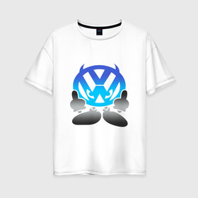 Женская футболка хлопок Oversize с принтом Volkswagen (Z) в городе Новоалтайск, 100% хлопок | свободный крой, круглый ворот, спущенный рукав, длина до линии бедер
 | amarok | arteon | bora | caravelle | golf | polo | scirocco | teramont | tiguan | touareg | transporter | volkswagen | vw | wv | авто | автомобиль | ам | бора | бренд | народный автомобиль | фольксваген