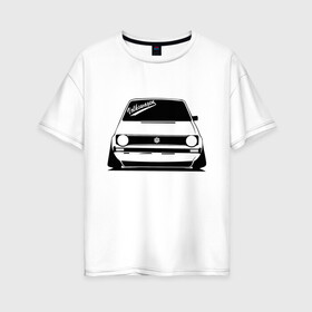Женская футболка хлопок Oversize с принтом Volkswagen Golf (Z) в городе Новоалтайск, 100% хлопок | свободный крой, круглый ворот, спущенный рукав, длина до линии бедер
 | amarok | arteon | bora | caravelle | golf | polo | scirocco | teramont | tiguan | touareg | transporter | volkswagen | vw | wv | авто | автомобиль | ам | бора | бренд | народный автомобиль | фольксваген