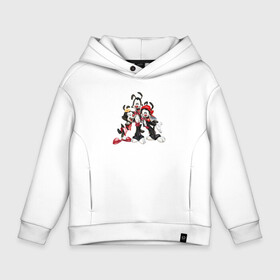 Детское худи Oversize хлопок с принтом Animaniacs в городе Новоалтайск, френч-терри — 70% хлопок, 30% полиэстер. Мягкий теплый начес внутри —100% хлопок | боковые карманы, эластичные манжеты и нижняя кромка, капюшон на магнитной кнопке | animaniacs | dot warner | vdpartat | wakko warner | yakko warner | вакко уорнер | дот уорнер | озорные анимашки | якко уорнер