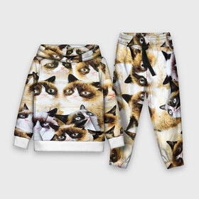 Детский костюм 3D (с толстовкой) с принтом КОТ МЕМ в городе Новоалтайск,  |  | cat | взгляд | кот | кот хипстер | котёнок | котятки | котятушки | кошечки | кошка | мордочка