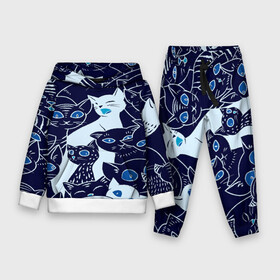 Детский костюм 3D (с толстовкой) с принтом КОТЯТА ПАТТЕРН в городе Новоалтайск,  |  | cat | взгляд | кот | кот хипстер | котёнок | котятки | котятушки | кошечки | кошка | мордочка