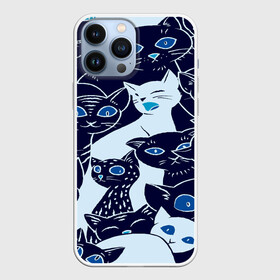 Чехол для iPhone 13 Pro Max с принтом КОТЯТА ПАТТЕРН в городе Новоалтайск,  |  | Тематика изображения на принте: cat | взгляд | кот | кот хипстер | котёнок | котятки | котятушки | кошечки | кошка | мордочка
