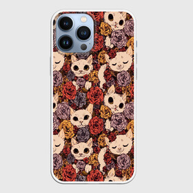 Чехол для iPhone 13 Pro Max с принтом КОТИКИ В ЦВЕТАХ в городе Новоалтайск,  |  | Тематика изображения на принте: cat | взгляд | кот | кот хипстер | котёнок | котятки | котятушки | кошечки | кошка | мордочка