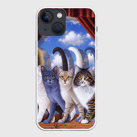 Чехол для iPhone 13 mini с принтом Коты в городе Новоалтайск,  |  | Тематика изображения на принте: cat | взгляд | кот | кот хипстер | котёнок | котятки | котятушки | кошечки | кошка | мордочка
