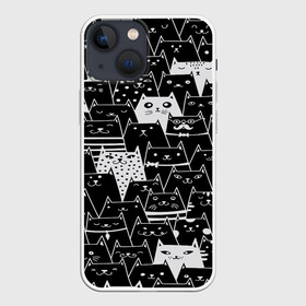 Чехол для iPhone 13 mini с принтом КОТЫ BLACK в городе Новоалтайск,  |  | Тематика изображения на принте: cat | взгляд | кот | кот хипстер | котёнок | котятки | котятушки | кошечки | кошка | мордочка