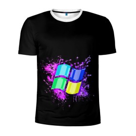 Мужская футболка 3D спортивная с принтом Windows ART в городе Новоалтайск, 100% полиэстер с улучшенными характеристиками | приталенный силуэт, круглая горловина, широкие плечи, сужается к линии бедра | art | microsoft | pc | windows | windows 10 | виндовс | виндоус | шиндовс