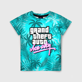 Детская футболка 3D с принтом GTA VICE CITY в городе Новоалтайск, 100% гипоаллергенный полиэфир | прямой крой, круглый вырез горловины, длина до линии бедер, чуть спущенное плечо, ткань немного тянется | grand theft auto | grove street | grove street 4 life | gta | gta 4 | gta 5 | gta sa | gta v | samp | san andreas | грув стрит | игры | самп | сан андреас