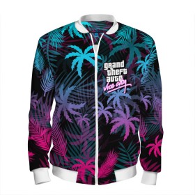 Мужской бомбер 3D с принтом GTA VICE CITY в городе Новоалтайск, 100% полиэстер | застегивается на молнию, по бокам два кармана без застежек, по низу бомбера и на воротнике - эластичная резинка | Тематика изображения на принте: grand theft auto | grove street | grove street 4 life | gta | gta 4 | gta 5 | gta sa | gta v | gta vice city | samp | san andreas | vice city | грув стрит | игры | самп | сан андреас