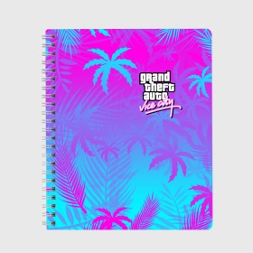 Тетрадь с принтом GTA VICE CITY в городе Новоалтайск, 100% бумага | 48 листов, плотность листов — 60 г/м2, плотность картонной обложки — 250 г/м2. Листы скреплены сбоку удобной пружинной спиралью. Уголки страниц и обложки скругленные. Цвет линий — светло-серый
 | grand theft auto | grove street | grove street 4 life | gta | gta 4 | gta 5 | gta sa | gta v | gta vice city | samp | san andreas | vice city | грув стрит | игры | самп | сан андреас