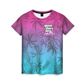 Женская футболка 3D с принтом GTA VICE CITY в городе Новоалтайск, 100% полиэфир ( синтетическое хлопкоподобное полотно) | прямой крой, круглый вырез горловины, длина до линии бедер | grand theft auto | grove street | grove street 4 life | gta | gta 4 | gta 5 | gta sa | gta v | gta vice city | samp | san andreas | vice city | грув стрит | игры | самп | сан андреас