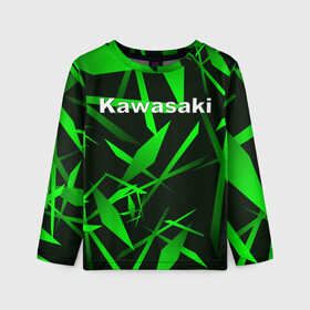 Детский лонгслив 3D с принтом Kawasaki в городе Новоалтайск, 100% полиэстер | длинные рукава, круглый вырез горловины, полуприлегающий силуэт
 | kawasaki | moto | дорога | кавасаки | машина | мотокросс | мотоцикл | мотоциклы