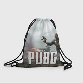 Рюкзак-мешок 3D с принтом Pubg в городе Новоалтайск, 100% полиэстер | плотность ткани — 200 г/м2, размер — 35 х 45 см; лямки — толстые шнурки, застежка на шнуровке, без карманов и подкладки | battleground | game | gamer | playerunknown battleground | pubg | pubg mobile | royal battle | битва | детские | игра | мужские | оружие | пабж