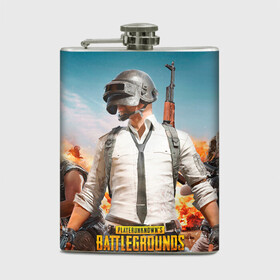 Фляга с принтом PUBG в городе Новоалтайск, металлический корпус | емкость 0,22 л, размер 125 х 94 мм. Виниловая наклейка запечатывается полностью | battleground | game | gamer | playerunknown battleground | pubg | pubg mobile | royal battle | битва | детские | игра | мужские | оружие | пабж
