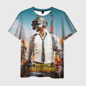 Мужская футболка 3D с принтом PUBG в городе Новоалтайск, 100% полиэфир | прямой крой, круглый вырез горловины, длина до линии бедер | battleground | game | gamer | playerunknown battleground | pubg | pubg mobile | royal battle | битва | детские | игра | мужские | оружие | пабж