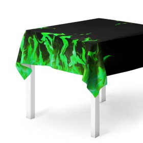 Скатерть 3D с принтом GREEN FIRE | ОГОНЬ в городе Новоалтайск, 100% полиэстер (ткань не мнется и не растягивается) | Размер: 150*150 см | abstraction | bright | fire | geometry | hexagon | light | neon | paints | stripes | texture | triangle | абстракция | брызги | геометрия | искры | краски | неон | неоновый | огонь | соты | текстура