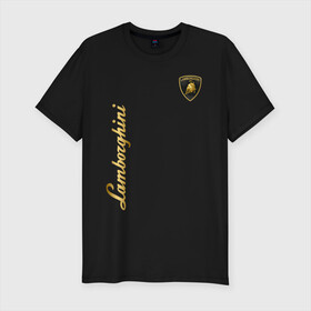 Мужская футболка хлопок Slim с принтом LAMBORGHINI в городе Новоалтайск, 92% хлопок, 8% лайкра | приталенный силуэт, круглый вырез ворота, длина до линии бедра, короткий рукав | auto | brand | lamborghini | sport | авто | автомобиль | автомобильные | бренд | ламборгини | марка | машины | спорт