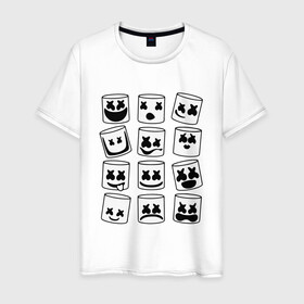 Мужская футболка хлопок с принтом FORTNITE x MARSHMELLO в городе Новоалтайск, 100% хлопок | прямой крой, круглый вырез горловины, длина до линии бедер, слегка спущенное плечо. | Тематика изображения на принте: deadmau5 | fortnite | fortnite 2 | fortnite x маршмелло | ikonik | marshmello | ninja | ninja streamer | raven | travis scott | ворон | иконик | ниндзя | пили | рейвен | трэвис скотт | фортнайт