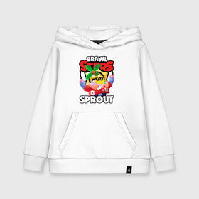 Детская толстовка хлопок с принтом BRAWL STARS SPROUT в городе Новоалтайск, 100% хлопок | Круглый горловой вырез, эластичные манжеты, пояс, капюшен | bibi | brawl stars | coach mike | crow | gale | leon | leon shark | max | mecha crow | mortis | mr.p | nani | phoenix | sally leon | sandy | spike | sprout | tara | virus 8 bit | werewolf | ворон | оборотень