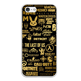 Чехол для iPhone 5/5S матовый с принтом ЛОГОТИПЫ ИГР ЗОЛОТО | GOLDEN в городе Новоалтайск, Силикон | Область печати: задняя сторона чехла, без боковых панелей | beyond good and evil | brawl stars | call of duty | cyberpunk 2077 | death stranding | detroit become human | fortnite | tes | the elder scrolls | war | киберпанк 2077 | масс эффект | фортнайт