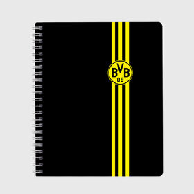 Тетрадь с принтом BORUSSIA в городе Новоалтайск, 100% бумага | 48 листов, плотность листов — 60 г/м2, плотность картонной обложки — 250 г/м2. Листы скреплены сбоку удобной пружинной спиралью. Уголки страниц и обложки скругленные. Цвет линий — светло-серый
 | Тематика изображения на принте: 