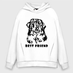 Мужское худи Oversize хлопок с принтом BEST FRIEND (Z) в городе Новоалтайск, френч-терри — 70% хлопок, 30% полиэстер. Мягкий теплый начес внутри —100% хлопок | боковые карманы, эластичные манжеты и нижняя кромка, капюшон на магнитной кнопке | Тематика изображения на принте: best friend | dog | doggie | doggy | друг человека | другу | кинолог | лабрадор | мохнатый | пес | пёсель | пёсик | подарок | подруге | собака | собакен | собаки | собачка | собачнику