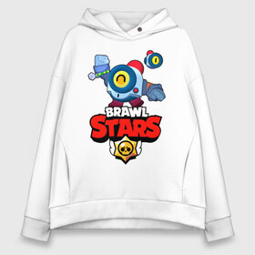 Женское худи Oversize хлопок с принтом Nani - Brawl Stars в городе Новоалтайск, френч-терри — 70% хлопок, 30% полиэстер. Мягкий теплый начес внутри —100% хлопок | боковые карманы, эластичные манжеты и нижняя кромка, капюшон на магнитной кнопке | бравл | бравлер | бравлпасс | бравлстарс | бравлстарсигра | бравлстарсновыйперс | бравлы | нани | робот