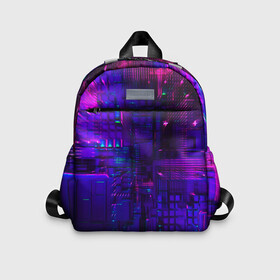 Детский рюкзак 3D с принтом NEON CUBES в городе Новоалтайск, 100% полиэстер | лямки с регулируемой длиной, сверху петелька, чтобы рюкзак можно было повесить на вешалку. Основное отделение закрывается на молнию, как и внешний карман. Внутри дополнительный карман. По бокам два дополнительных кармашка | abstract | abstraction | color | fractal | geometry | paitnt | polygon | polygonal | psy | абстракция | геометрия | краски | неоновые | полигоны | психоделика | фрактал